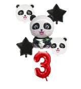 Balónkový set Panda 3.narozeniny, 6 ks