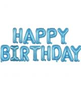 Fóliový balónek Nápis Happy Birthday modrý