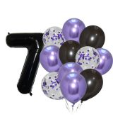 Balónkový set 7.narozeniny, fialovo-černý, 12 ks